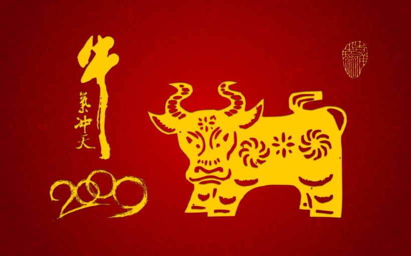 年画 牛气冲天桌面壁纸