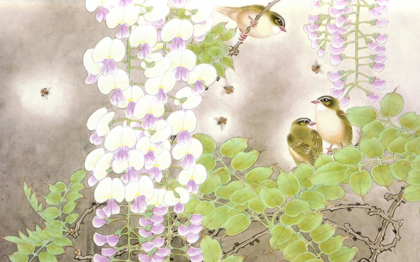 工笔花鸟画桌面壁纸