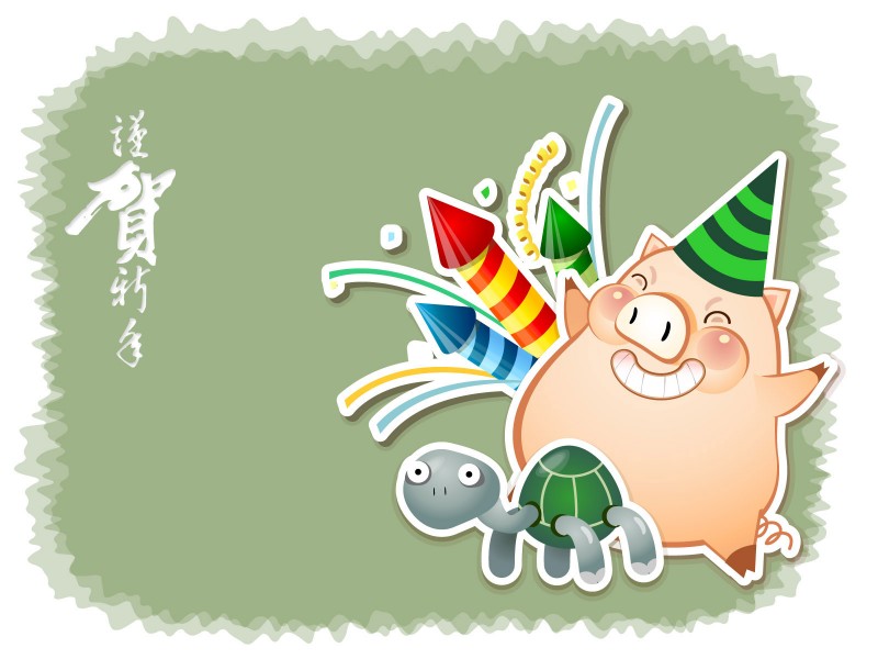 金猪宝宝贺岁卡通桌面壁纸