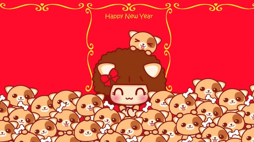 2018年春节摩丝摩丝卡通桌面壁纸
